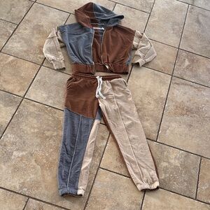 Colorblock Girl’s Hoodie and Jogger Set